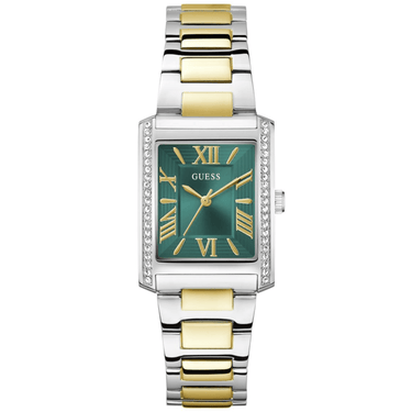 LADIES TWO TONE WATCH WITH RECTANGLE DIAL
