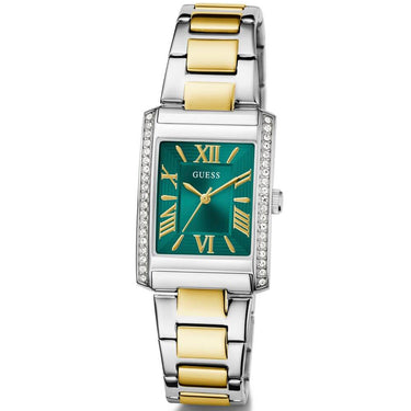 Guess Bonnie Two Tone & Green Rectangle Dial Watch