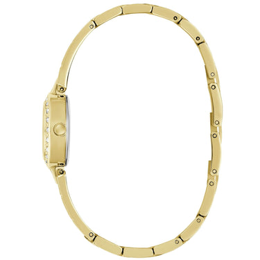 Gold watch with a white background