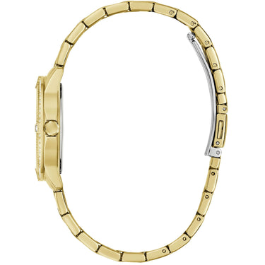 Gold watch with a white background