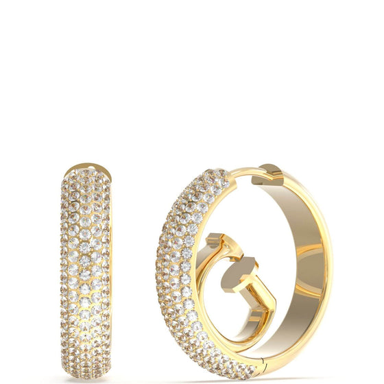 Guess Crazy Gold & Crystal Hoop G Logo Earrings