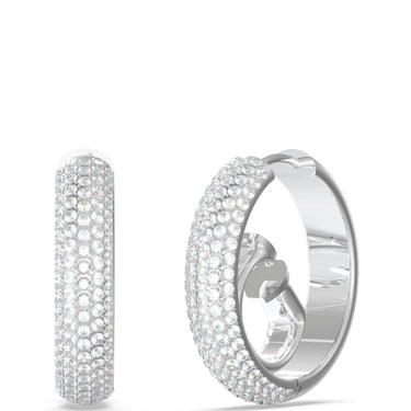 Guess Crazy Silver & Crystal Hoop G Logo Earrings