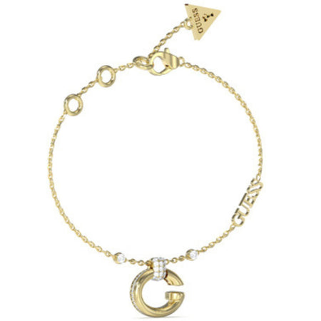 Guess G Logo & Crystal Charm Gold Bracelet