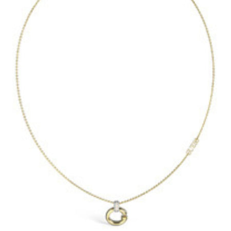 Guess G Logo & Crystal Charm Gold Necklace