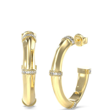 Guess Gold Bamboo Chunky Hoop Earrings