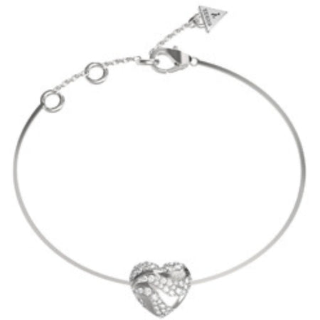 Guess In My Heart Silver Snake Chain Bracelet