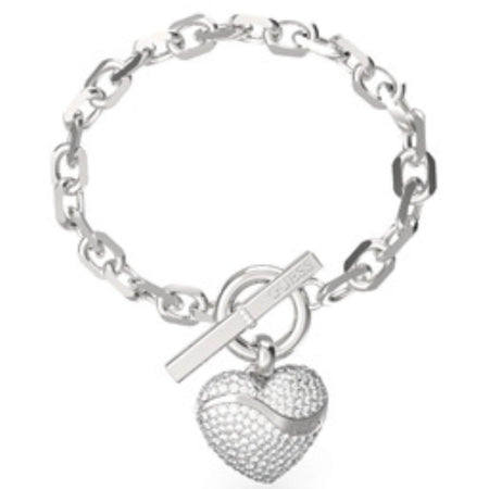 Guess In My Heart T-Bar Silver Bracelet