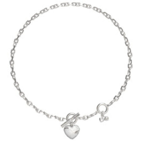 Guess In My Heart T-Bar Silver Necklace