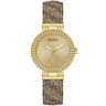 ladies gold watch with branded leather strap