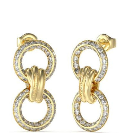 Guess Knot You Gold & Crystal Drop Earrings
