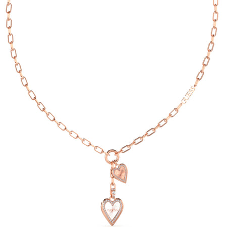 Guess Love Me Tender Two Tone Heart Charm Necklace