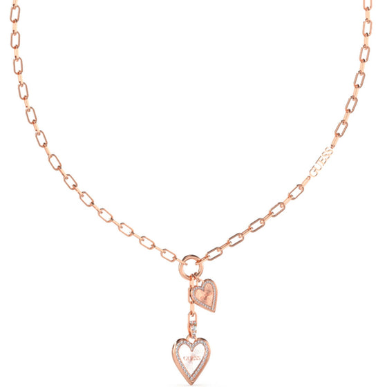 Guess Love Me Tender Two Tone Heart Charm Necklace