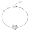 Silver bracelet with a heart-shaped clasp on a white background