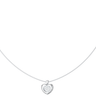 Silver heart-shaped pendant necklace on a white background