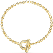Gold chain bracelet with a clasp on a white background