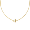Gold necklace with a small pendant on a white background