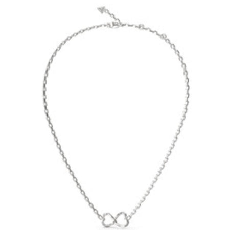 Guess Mon Amour Two Hearts Silver Necklace