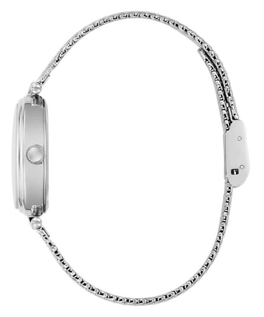 silver ladies watch with oval dial