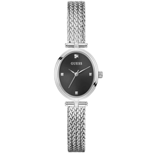 silver ladies watch with oval dial