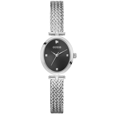 silver ladies watch with oval dial