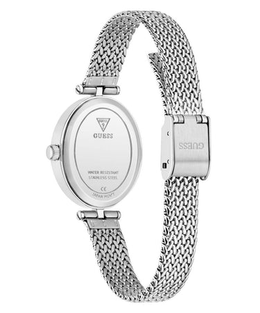 silver ladies watch with oval dial