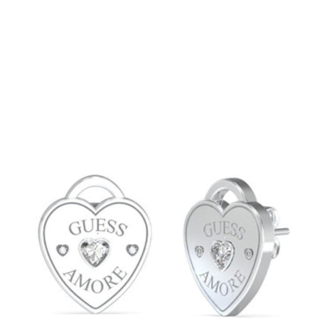 Guess Silver Amore Heart Stud Earrings