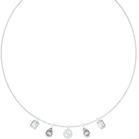 Guess Silver Light Crystal Charm Necklace