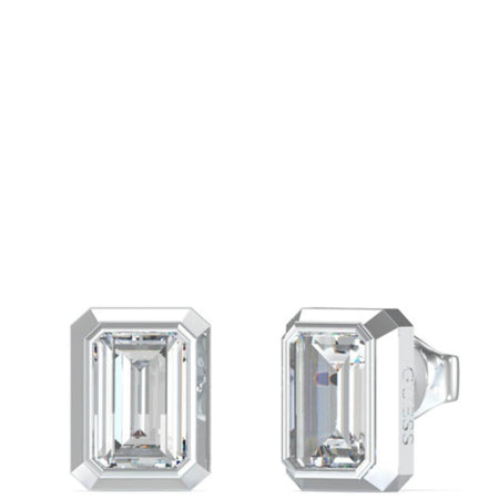 Guess Silver Light Crystal Rectangle Stud Earrings