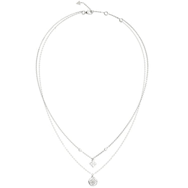 Guess Spinning Bloom Silver Double Necklace
