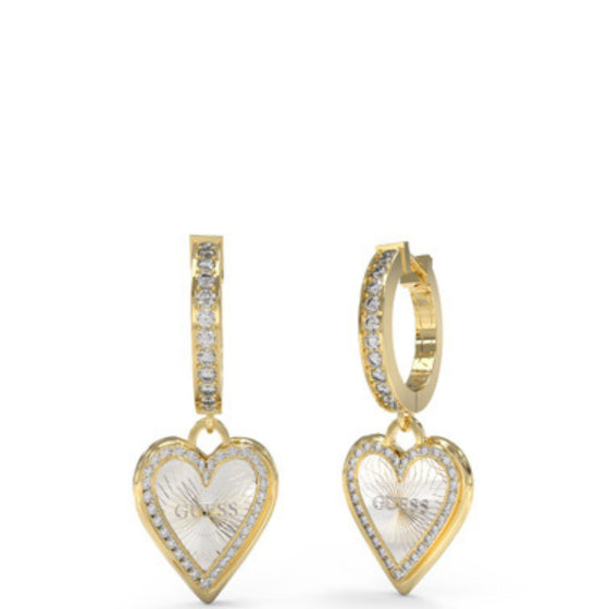 Guess Two Tone Heart Earrings