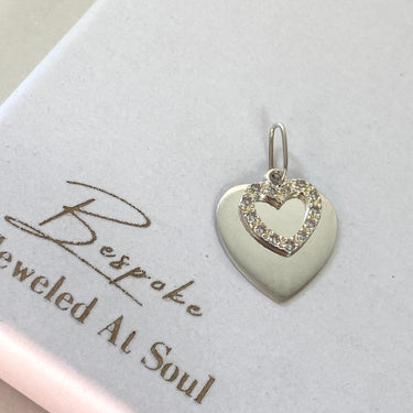 BeJeweled Bespoke Silver Flat Heart & Crystal Heart Pendant