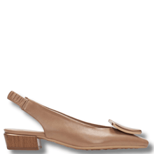 ladies pale tan leather sling back shoes