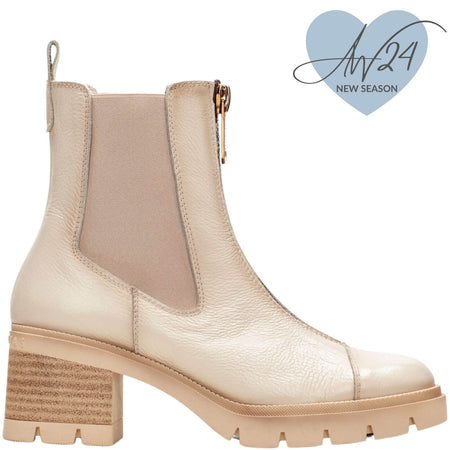 Hispanitas Beige Leather Chunky Chelsea Boots