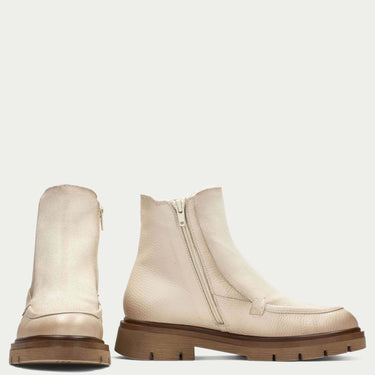 Hispanitas Beige Suede Leather Chunky Sole Flat Ankle Boots