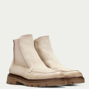 Hispanitas Beige Suede Leather Chunky Sole Flat Ankle Boots