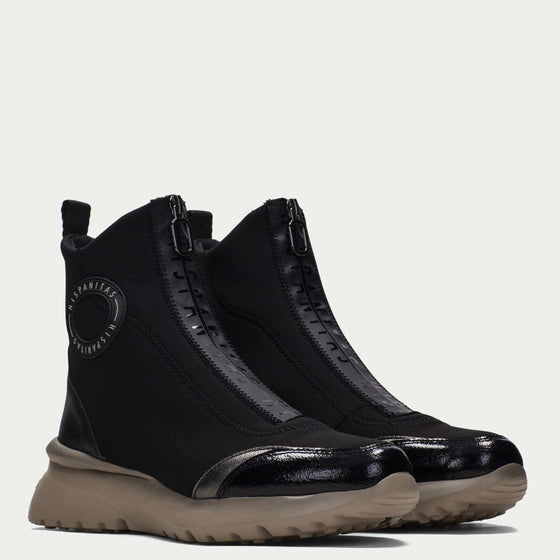 Hispanitas Black Front Zip Sneaker Boots