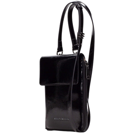 Hispanitas Black Patent Slim Crossbody Bag