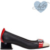 Hispanitas Black & Red Leather Slip On Heeled Pumps