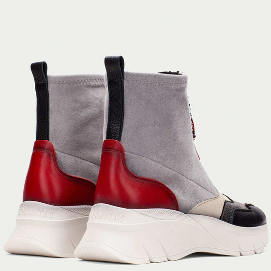 Hispanitas Black & Red Suede Leather Sneaker Boots