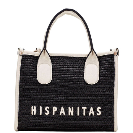 Hispanitas Black White Rafia Small Tote Bag