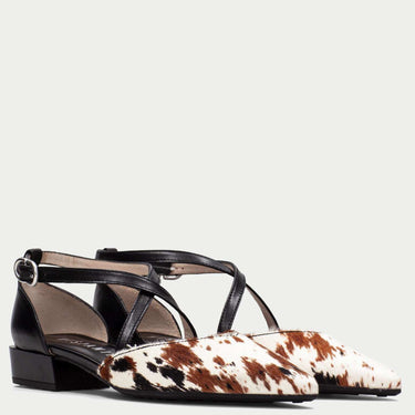 flat pointed toe shoes with cow pattern