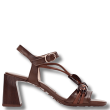 brown leather block heel strappy sandals