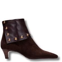 Hispanitas Brown Suede Fold Over Low Heel Ankle Boots