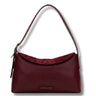 A burgundy leather shoulder bag with a matching adjustable strap and a small 'HISPANITAS' brand plaque on the front, shown against a plain white background.