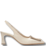 ladis cream leather sling back high heeled shoes