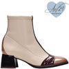 Hispanitas Cream & Brown Leather Small Heel Boots