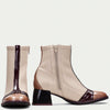 Hispanitas Cream & Brown Leather Small Heel Boots