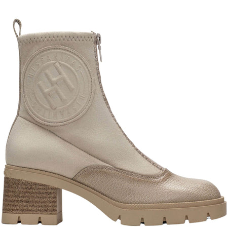 Hispanitas Cream Leather Front Zip Boots