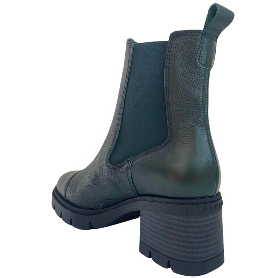 Hispanitas Dark Green Leather Chunky Chelsea Boots