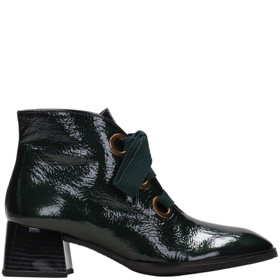 Hispanitas Dark Green Patent Leather Lace Up Ankle Boots